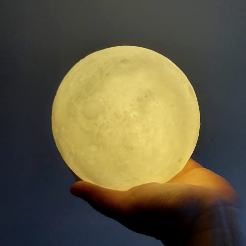 Luminária Lua Cheia Realista Com Base Sem Fio Monocromática 11cm