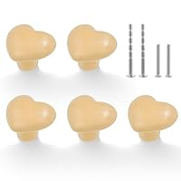 LOUZAGO 6 Pcs Khaki Ceramic Drawer Knobs, Heart Cabinet Knobs Decorative Dresser Knobs Drawer Pulls Handles, Cute Cupboard Door Knobs Kids Girls Children Cabinet Hardware for Furniture Cabinet