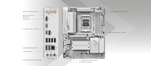 Image of ASRock X870 Challenger WiFi White ATX Motherboard, AMD AM5 Ryzen 9000 /8000 /7000, DDR5 8000+ (OC), PCIe 5.0, Dual USB4, Wi-Fi 7, 2.5G LAN, 16+2+1 Dr.MOS