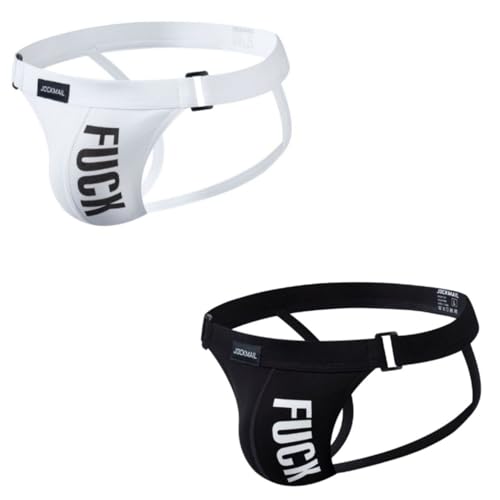 JOCKMAIL 2 Pack/PCS Men's Jockstrap Letter Patten Athletic Supporter Underwear Gym Workout Strap Brief Men Thong