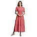 Rainday Womens Casual Maxi Dresses Fashion Holiday Short Sleeved Elastic Waist Beach Boho Dress with Pockets(Z3918PK,L)