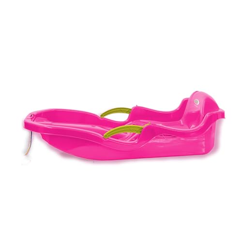 Luge plastique durable 80 cm rose avec levier de direction - 6