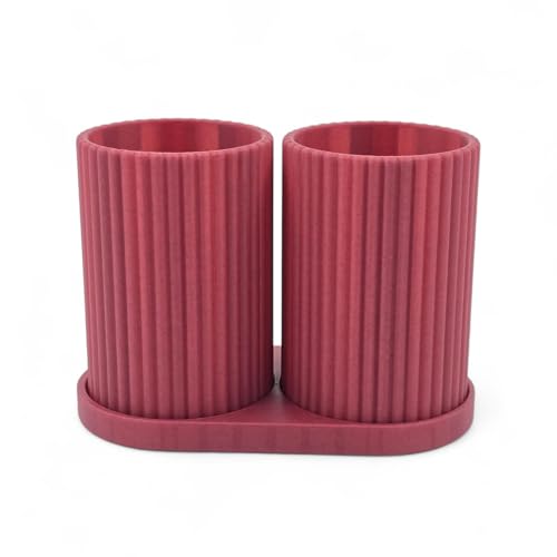 Image of Tooth Brush Holder Bathroom, Brush Holder for Bathroom Organizer, Toothbrush Holder Stand, Brush Stand, Comb Holder, Hostel Essentials for Girls College, Toothpaste Holder (Maroon)