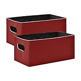 Maroon Foldable Basket Rectangular Storage Basket Sets Decorative Organizing Baskets for Shelves, 2-Pack