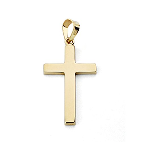 Cruz oro 18k plana de 21mm para regalo de comunión o bautizo especial