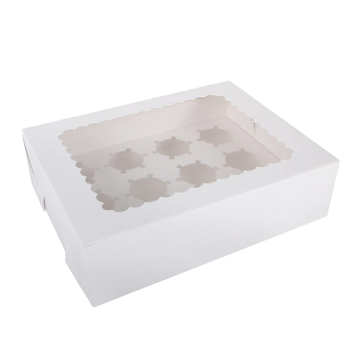 Veemoon Mini Cupcake Box with Lid - 12 Cavity White Cupcake Carrier for Weddings - Parties & Events for Desserts Muffins and Treats Paper Packaging