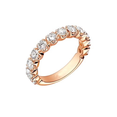 Musihy Anillo de boda de oro rosa de 9 quilates, 14 quilates y 18 quilates para mujer, anillo de compromiso de lujo con diamantes brillantes para mujer, Metal, Diamante