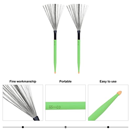 Vaguelly 1 par de brochas de tambor de acero al carbono con mango para tambores jazz, palillos retráctiles para mayor volumen y articulación, diseño compacto para almacenamiento fácil miniatura 7