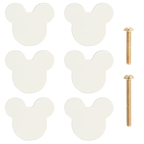 Image of Wooden Mouse Cabinet Knobs with 2 Different Size Screws for Dresser Drawers,Wood Dresser Knobs for Kids Bedroom and Bathroom Decor,Kids Drawer pulls 6 Pack,Nursery Dresser knobs for Kids
