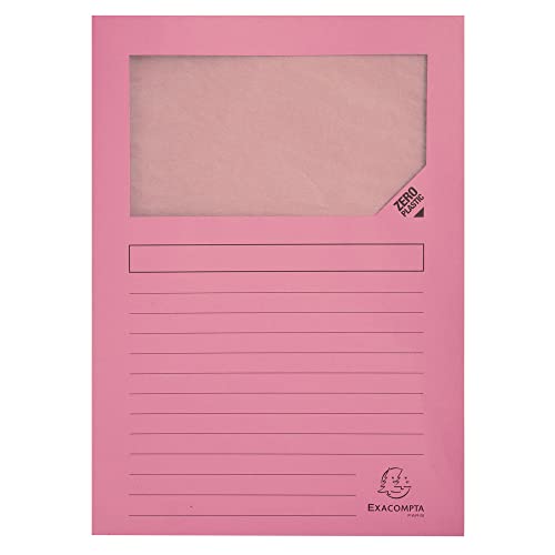 Exacompta - Réf. 50156E - Paquet de 100 chemises à fenêtre sans plastique SUPER 160 g/m² - couleurs pastel - chemises certifiées PEFC™ - dimensions 22 x...