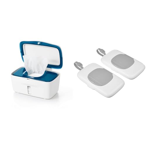 Image of OXO Tot Perfect Pull Wipes Dispenser, Navy, 1 Count (Pack of 1) & Tot On The Go Wipes Dispenser - 2 P ack