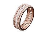 Handmade Turkish Special Baguette Topaz Jewelry 925 Sterling Silver Rose Gold Band Ring Gift for Her All Sizes