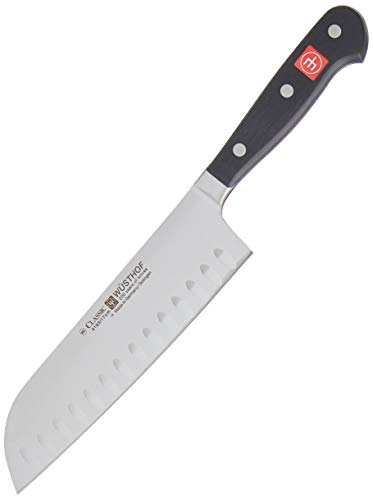 Wusthof 1550 CLASSIC Santoku w/Board, One Size, Black, Stainless Steel