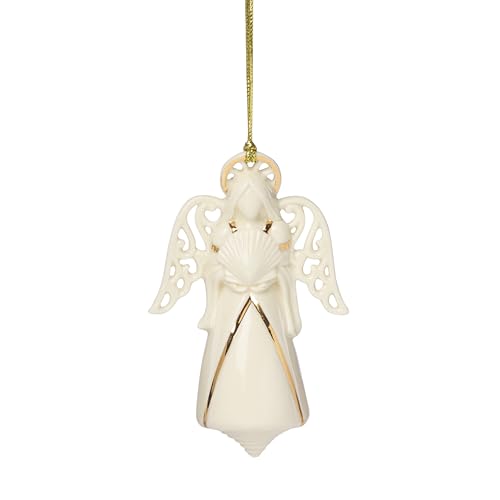 Lenox Ornaments, 2025 Angel of The Sea Christmas Ornament, Ivory Porcelain, 24K Gold Accents, Gold Cord for Hanging, Christmas Tree Decorations, Winter Decor (White, 1 Piece, 4.25 Inch Height)