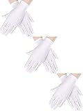 Sumind 3 Pairs Wrist Length Gloves Women Short Satin Gloves Opera Short Gloves for 1920s Wedding Party (White 2)
