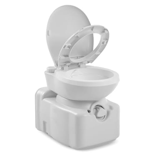YITAHOME 3.2 Gallon Cassette Toilet RV Toilet with 360 Rotating Toilet Bowl T-type Water Outlet Level Indicator 5.8 Gallon Sewage Tank with Wheels Handle Rotating Spout for RV Boats Mobile Home