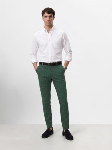 Image of The Indian Garage Co Men Slim Fit Checked Mid-Rise Stretchable Chinos