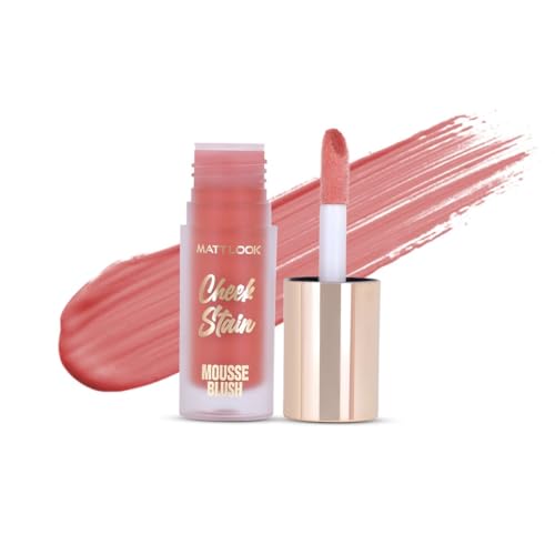 Image of MATTLOOK Cheek Stain Mousse Blush | Vitamin E | Natural Radiant Finish | Infused With Hyaluronic acid and vitamin E | Long Lasting Liquid Blusher (Hottie-06,6.5ml)