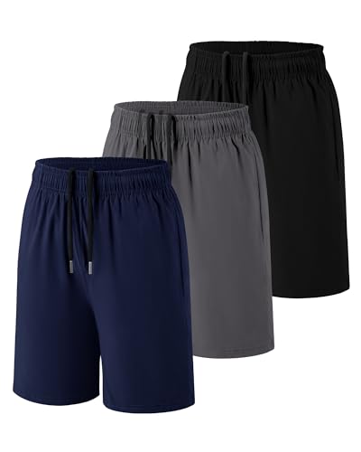 Image of Somaibo Boys Athletic Shorts Kids Quick Dry Basketball Soccer Running Sports Gym Active Performance Shorts with Pockets