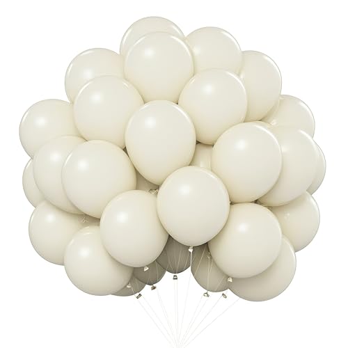 Ballons Beige,100 Pcs 10 Pouces Latex Ballons Helium,Ballon de Baudruche Blanc Sable,Ballon pour Mariage,Ballon Blanc Nacré Fete pour Decoration Anniversaire...