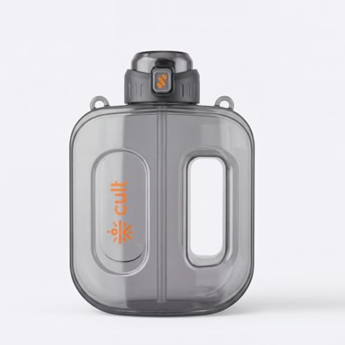 Image of Cult Mini Gallon 1.6L Water Bottle Leakproof Gym Bottle with Straw & Strap Portable Hydration Bottle for Gym, Office, Travel & Daily Use (Black)