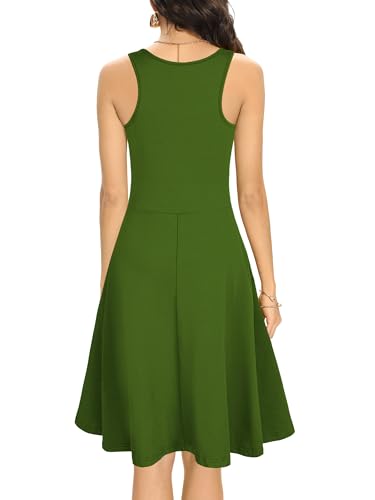 Image of Missufe Women's Sleeveless Racerback Flared Casual Plain Tank Dress