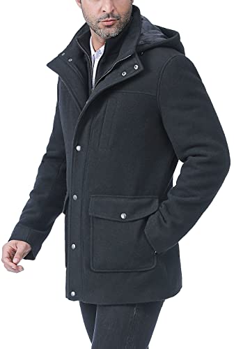 BGSD Men Kenneth Wool Blend Single Breasted Walking Car Coat with Removable Bib (Also available in Big and Tall)3