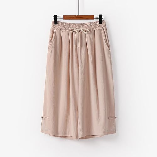 Men's Linen Pants Casual Drawstring Waist Breathable Harem Pants Baggy Hippie Drop Crotch Trousers with Pockets2