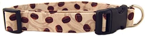 Coffee Beans & Cream Soft Adjustable Dog Collar with Quick Release Buckle Medium