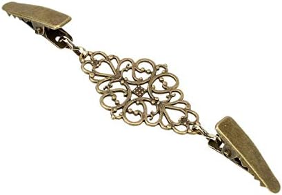 Buckles - KIWARM Vintage Cardigan Clip Sweater Woman Shawl Blouse Shirt Collar Pin Brooch Duck-Mouth Metal Clips Silver Gold Alloy Buckle - (Color: Antique Brass)