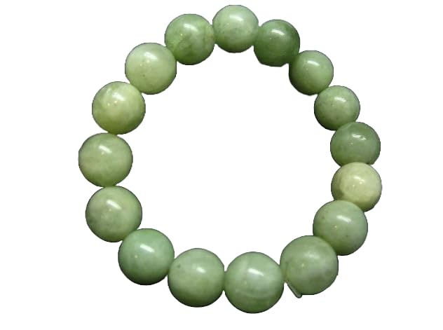 Natural Hiddenite Spodumene 12mm rondelle smooth 7inch Semi-Precious Gemstones Beaded Bracelets for Men Women Healing Crystal Stretch Beaded Bracelet Unisex, green