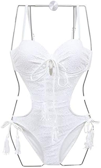Amazon 水着 ワンピース モノキニ レディース 体型カバー 女の子 オールインワン タッセル リボン 無地 肌見せ 白 レース 代 30代 40代 オトナ女子 ママ水着 ミセス ワンピース 通販