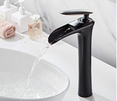 Robinet de lavabo élégant contre le calcaire avec jet cascade doré