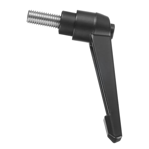 Image of uxcell Adjustable Clamping Lever Handle M12 x 25mm Metric 304 Stainless Steel Male Threaded Stud Hand Knobs Push Button Ratchet Rotating Screw Handles Bolts with Locking Lever Black
