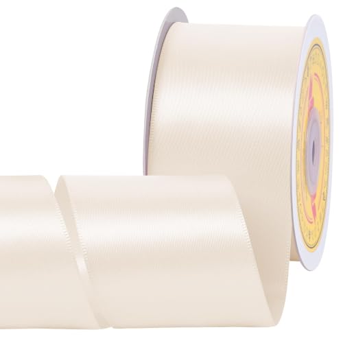 Image of Double Face Nude Satin Ribbon 2 Inch x 25 Yards Polyester Ribbon for Gift Wrapping Easter Weddings Party Decorations Hair Bows Invitations