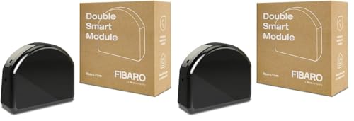 FIBARO Double Smart Module, Z-Wave Plus Commutateur intelligent à contact sec à deux canaux pour deux appareils, FGS-224 (Lot de 2)