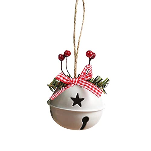 Cloche de Noël en métal rouge et vert : lot de 3 suspensions sapin 12 cm