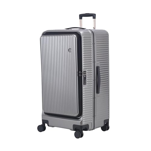 Image of Kaleenie 29 Inch Aluminum Checked Luggage with Side Opening Zipper, Lightweight Hardshell ABS+PC Suitcase with TSA Lock, 360 Universal Wheels, Gray