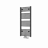 Wärmeleistung: 382W Heilmetz Badheizkörper Gebogen 100 x 40 cm Antrazit Handtuchtrockner Bad Heizkörper Mittelanschluss Unten Handtuchheizkörper 382 Watt Leistung Handtuchwärmer