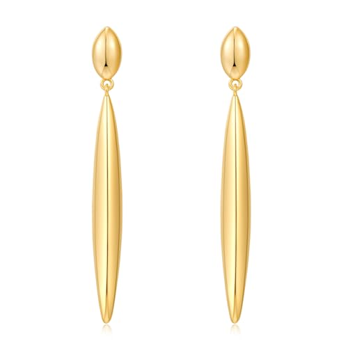 Gold Silver Minimalist Dainty Long Bar Drop Dangle Earrings for Women