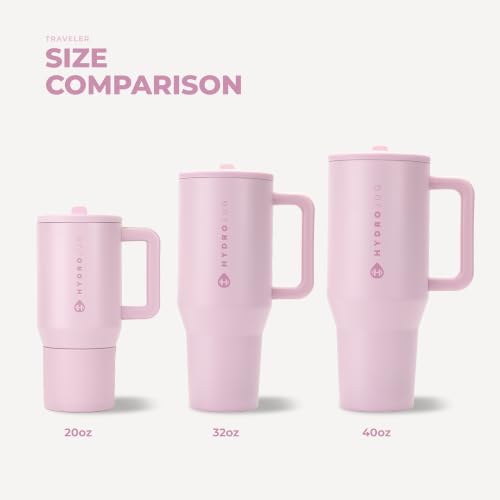 Image of HydroJug Traveler - 40 oz Water Bottle with Handle & Flip Straw - Fits in Cup Holder, Leak Resistant Tumbler-Reusable Insulated Stainless Steel & Rubber Base - Gifts for Women & Men, Sweet Pea