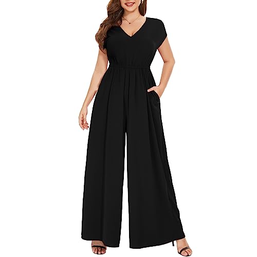 Tanmolo Damen Jumpsuit Elegant Sommer Ärmellos V-Ausschnitt Overall Weites...