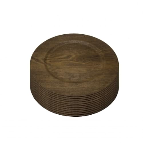 Platos Cargadores Melamina Estilo Madera 13" Set 12 miniatura 5