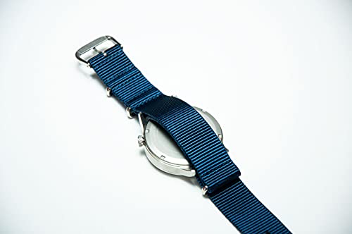 Montre Watch Altas Series boîtier argent brossé bracelet nylon bleu - 7