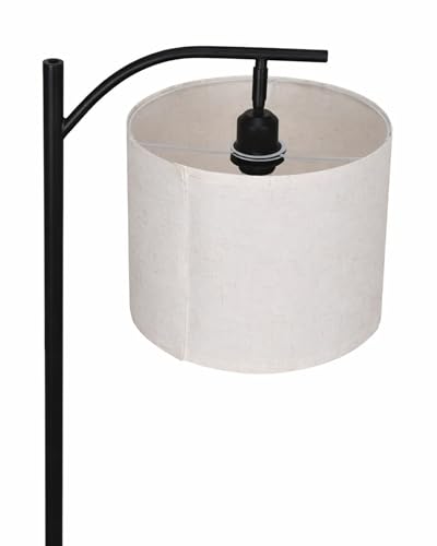 Image of Homesake Modern Floor Lamp with Wooden Shelves & Charging Station | Bedside Lamp with USB Port, Power Outlet | Corner Light, Space-Saving Side Table Lamp for Living Room & Bedroom (Beige, Off-White)