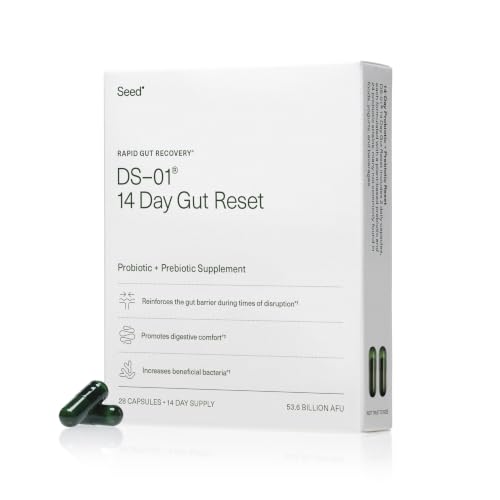 Seed 14 Day Gut Reset - Prebiotic and Probiotic for Women & Men - Digestive Health Gut Health Rapid Gut Recovery Bloating & Constipation Relief - Vegan & Shelf-Stable - 28 Capsules (14-Day Supply)