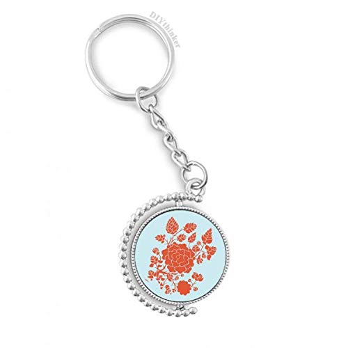 Clés emmêlées ? Fleur rouge motif rotatif anneau porte pour ranger