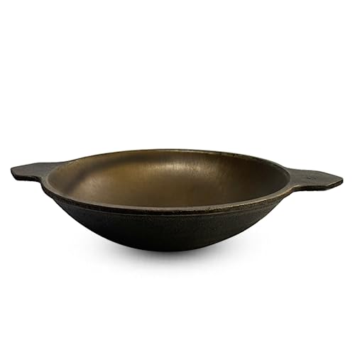 The Indus Valley Super Smooth Cast Iron Appam Pan/Appachatty/Chetty Pan/Appam Patra|22 Cm/8.7 Inch, 1.9Kg|Gas Compatible|Nonstick Pre-Seasoned Appam Pan, 100% Pure & Toxin-Free, Black