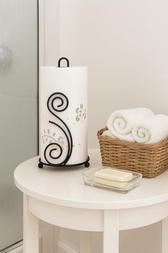 Image of Craft Expertise Tissue Paper Holder - Black Iron Toilet Paper Holder for Bathroom -Toilet Roll Holder & Organizer - Durable Toilet Tissue Rack (Length 4.5 x Width 4.5 x Height 9 Inches) (Napkin-SS)