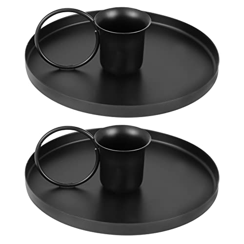 Smilcloud 2Pcs Iron Candlestick Holder, Metal Taper Candle Holder Single Head Candlestick Holder Stand Retro Chamberstick Holder for Halloween Valentine Christmas Wedding Party